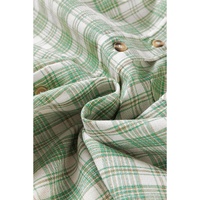 Green Checkered Print Loose Fit Buttoned Hooded Shacket - M thumbnail