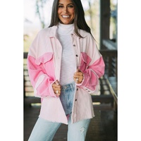 Delicacy Two-tone Color Exposed Seam Corduroy Shacket - L thumbnail