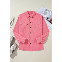 Bonbon Corduroy Flap Detail Button Up Split Shacket - L thumbnail