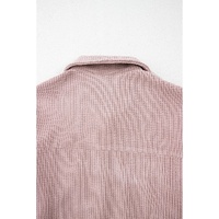 Light Pink Corduroy Flap Pocket Button Up Shacket - 2XL thumbnail