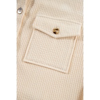 Oatmeal Corduroy Flap Pocket Button Up Shacket - M thumbnail