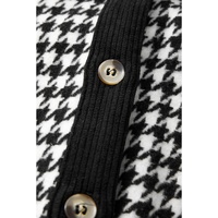 Black Houndstooth Corduroy Patchwork Flap Pocket Shacket - S thumbnail