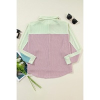 Phalaenopsis Color Block Corded Buttoned Oversized Shacket - M thumbnail