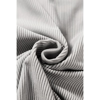 Light Grey Hooded Drawstring Pockets Corduroy Shacket - M thumbnail