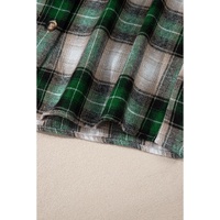 Green Plaid Print Chest Pocket Buttoned Hooded Shacket - S thumbnail
