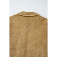 Light French Beige Patched Pocket Button Up Corduroy Shacket - M thumbnail