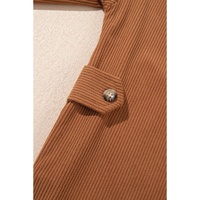Cinnamon Corduroy Flap Pocket Button Up Round Hem Shacket - S thumbnail