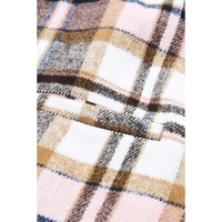 Pink Plaid Button Up Lapel Jacket - M thumbnail