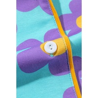 Sky Blue Cute Flower Print Contrast Trim Plus Size Short PJ Set - 2X thumbnail