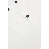 White Plus Size Long Sleeve Flap Pocket Henley Top - 2X thumbnail