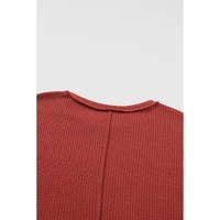 Gold Flame Exposed Seam Detail Waffle Knit Plus Size Top - 1X thumbnail