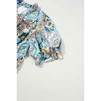 Multicolour Plus Size Floral Print Half Sleeve Slit Neck Blouse - 2X thumbnail