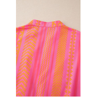 Vitality Orange Plus Size Geometric Printed Bell Sleeve Babydoll Blouse - 1X thumbnail