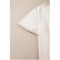 Beige Pearl Decor Crew Neck Half Sleeve Plus Size T Shirt - 1X thumbnail