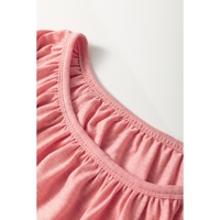Pink Plus Size Floral Patchwork Ruffled Short Sleeve Blouse - 1X thumbnail