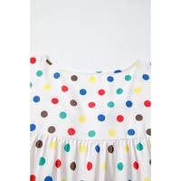 Apricot Plus Size Colorful Polka Dots Tie Neck Puff Sleeve Blouse - 1X thumbnail