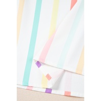 White Stripe Ruffled Sleeve Square Neck Plus Size Blouse - 1X thumbnail