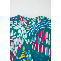 Green Abstract Print Knotted Short Sleeve Plus Size Blouse - 4X thumbnail