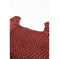 Red Plus Size Square Neck Printed Peplum Top - 3X thumbnail