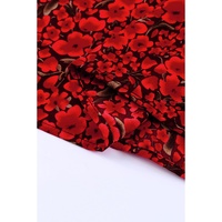 Fiery Red Rose Floral Print Ruffle Sleeve Plus Size Shift Top - 3X thumbnail