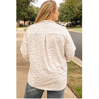 Apricot Leopard Tab Sleeve V Neck Plus Size Top - 1X thumbnail