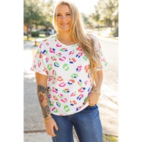 White Multicolor Leopard Print Textured Plus Size T Shirt - 4X thumbnail