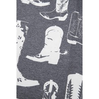 Gray Plus Size Western Boots Print Crew Neck T Shirt - 4X thumbnail