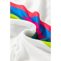 White Plus Size Colorful Striped Drop Shoulder Loose Sweatshirt - 3X thumbnail
