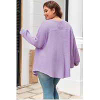 Orchid Petal Plus Size Waffle Knit Exposed Seam Flowy Top - 1X thumbnail