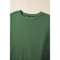 Blackish Green Loose Patchwork Crewneck Plus Size Sweatshirt - 1X thumbnail