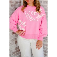 Pink Touch Down Rugby Football Embroidered Plus Size Sweatshirt - 4X thumbnail