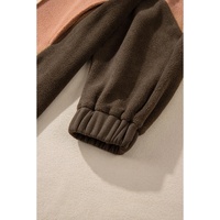 Brown Exposed Seam Colorblock Plus Size Hoodie - 4X thumbnail