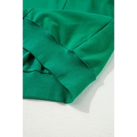 Bright Green Exposed Seam Notched Neck Drop Shoulder Plus Sweatshirt - 1X thumbnail