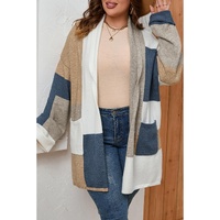 Multicolor Plus Size Colorblock Knit Cardigan - 3X thumbnail