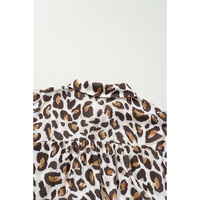 Khaki Plus Size Leopard Print Short Sleeve Buttoned Shirt - 4X thumbnail
