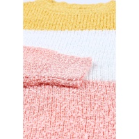 Yellow Colorblock Bubble Sleeve Plus Size Sweater - 5X thumbnail