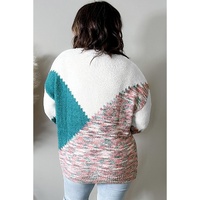 Multicolor Scalloped Color Block Plus Size Sweater - 3X thumbnail