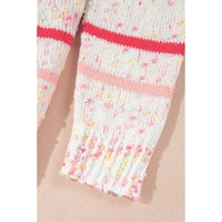 Pink Stripe Drop Shoulder Side Split Plus Size Sweater - 4X thumbnail