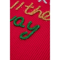 Racing Red Sparkle All The Way Tinsel Crew Neck Plus Size Sweater - 3X thumbnail