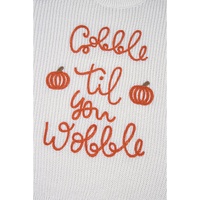 White Gobble Til You Wobble Pop Up Crochet Plus Size Sweater - 1X thumbnail