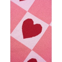 Azura Exchange Pink Plus Size Love Heart Block Mock Neck Lantern Sleeve Valentine Sweater - 1X thumbnail
