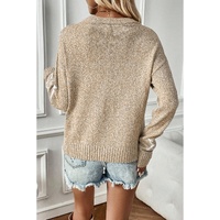 Khaki Star Pattern Drop Shoulder Plus Size Sweater - 1X thumbnail