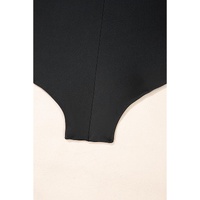 Black Solid Color U Neck Padded Plus Size One Piece Swimsuit - 2X thumbnail