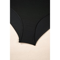 Black Ruffled Sleeve Lace-up V Neck Plus Size One Piece Swimsuit - 3X thumbnail