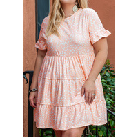 Pink Cheetah Print Tiered Ruffled Plus Size Dress - 1X thumbnail