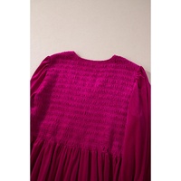 Rose Red Shirred V Neck Tiered Ruffled Velvet Plus Size Maxi Dress - 1X thumbnail