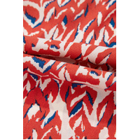 Red Plus Size Abstract Print Notch V Neck High Waist Maxi Dress - 1X thumbnail