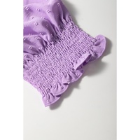 Wisteria Swiss Dot Smocked Frilled Neckline Short Sleeve Plus Size Dress - 3X thumbnail