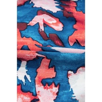 Blue Abstract Print Shirred Ruffled Short Sleeve Tiered Plus Size Mini Dress - 2X thumbnail