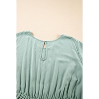 Grass Green Ruffle Trim Short Sleeve Plus Size Flared Mini Dress - 2X thumbnail